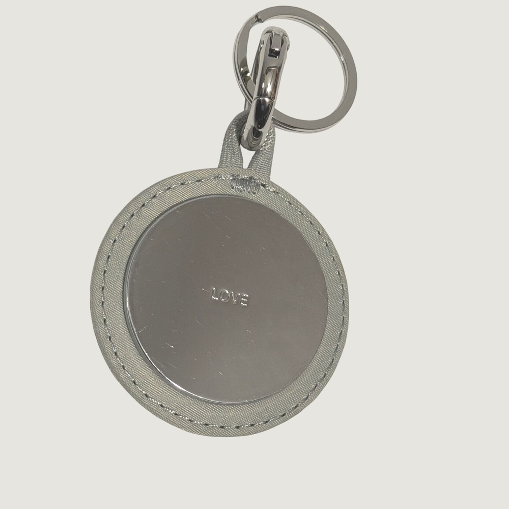 Lululemon Athletica Logo Keychain Silver Grey Love Engraved Bag Charm Accessory - Picture 2 of 2